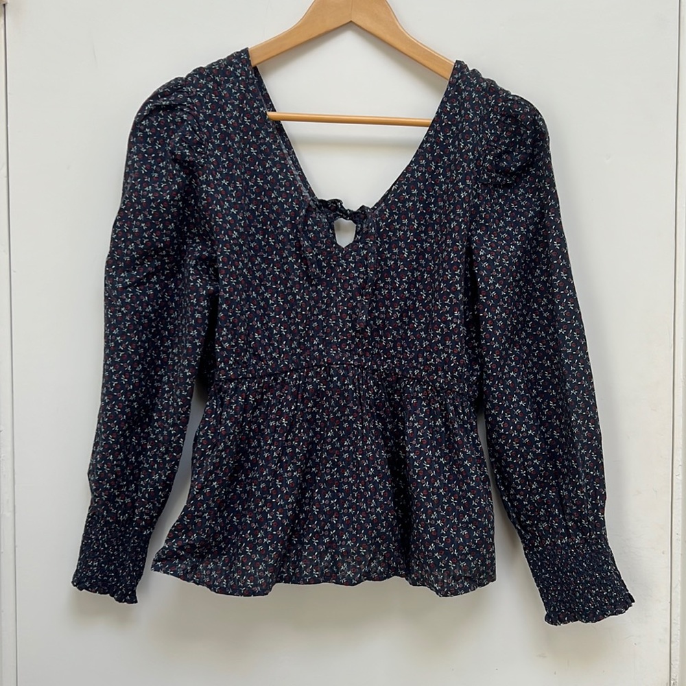 NWT Madewell Campden Daisies Peplum Tie-Back Top M